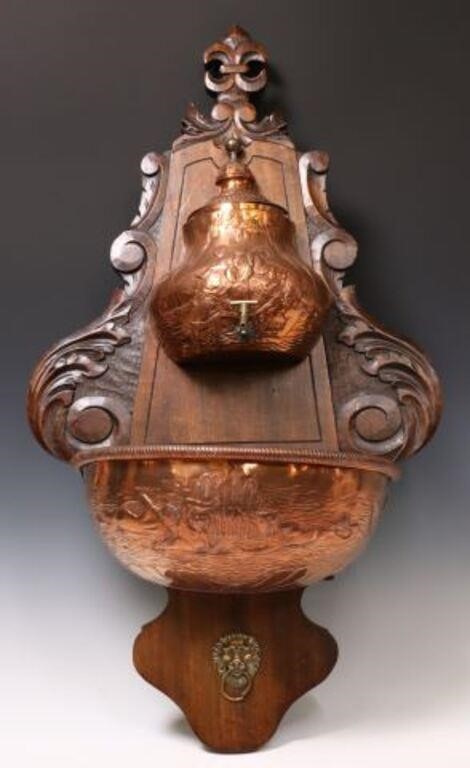 FRENCH REPOUSSE COPPER WALL-MOUNTED