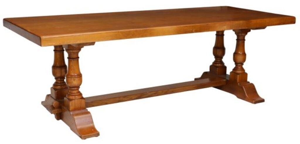 FRENCH OAK REFECTORY TRESTLE TABLE,
