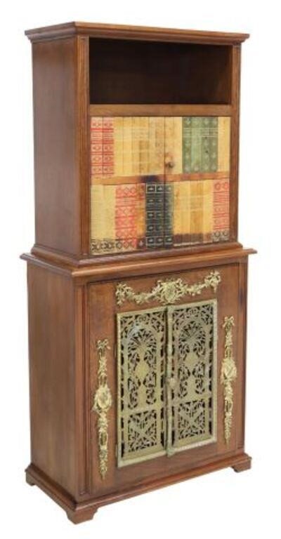 DECORATIVE OAK & FAUX BOOKS BOOKCASEDecorative