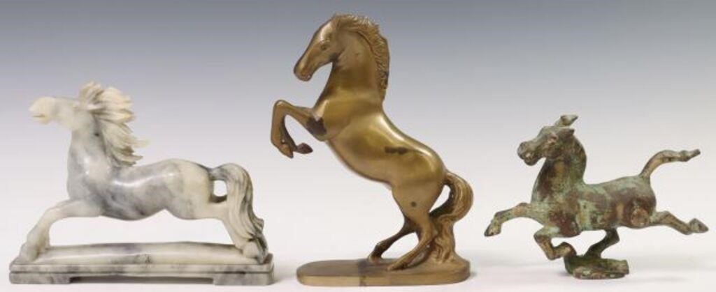  3 METAL CARVED ALABASTER EQUINE 2f7fb7