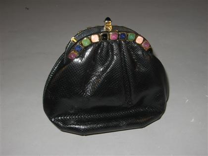 Petite black lizard skin purse,