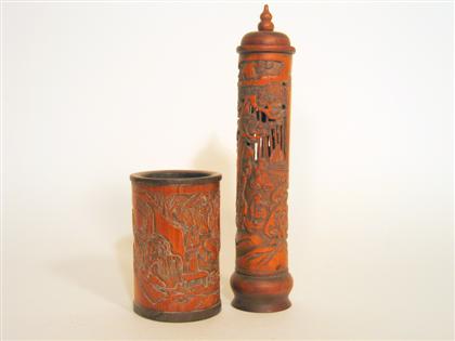 Chinese bamboo brushpot and incense 4c02f