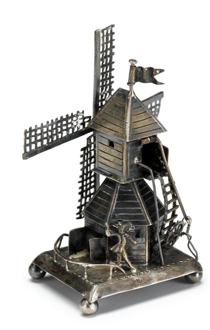 Miniature Dutch silver windmill    19th/