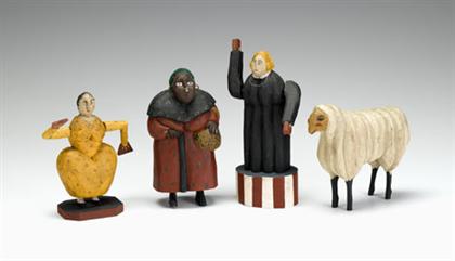 Four carved and painted folk art