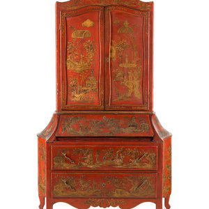 An Italian Red and Gilt-Japanned