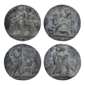 Four Lead Wall Plaques Depicting 2f8306