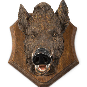 A Black Forest Carved Boar Head 2f8313