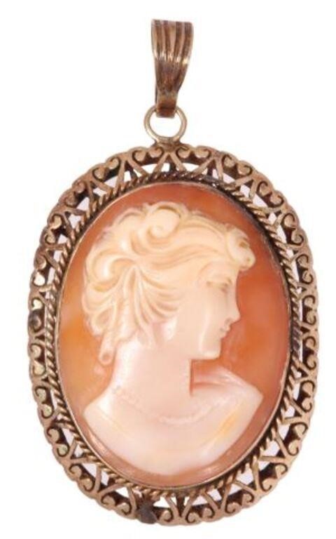 ESTATE 14KT GOLD CARVED CAMEO 2f83b2