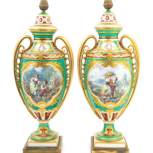 A Pair of Sèvres Style Porcelain Vases
Late