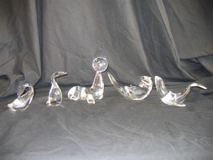 Group of five Steuben glass figures 4c05f