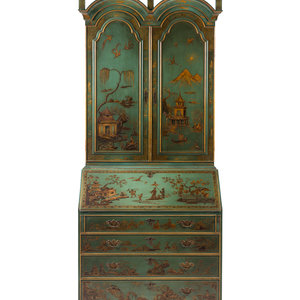 A George II Style Green and Gilt-Japanned