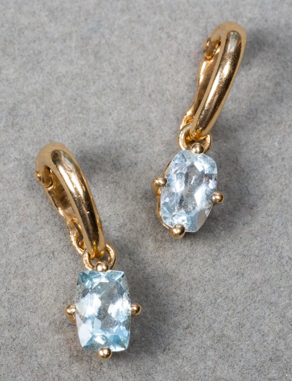 14K YELLOW GOLD AQUAMARINE PENDANTS  2fab53