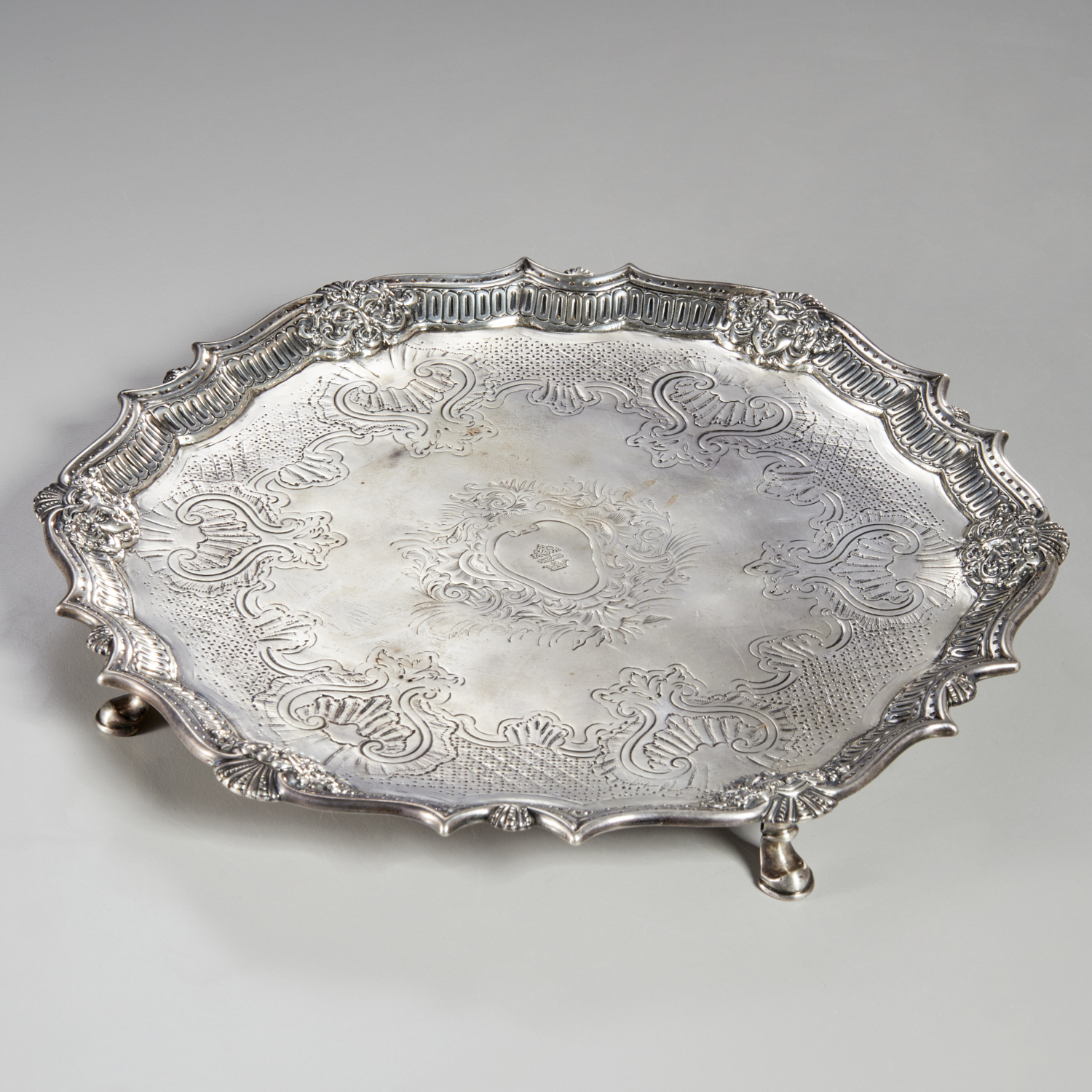 GEORGE II SILVER SALVER BY ROBERT