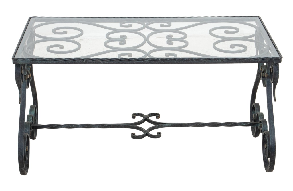 WROUGHT IRON COFFEE TABLE WITH GLASS