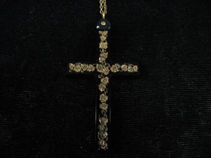 Jet cross pendant and chain   