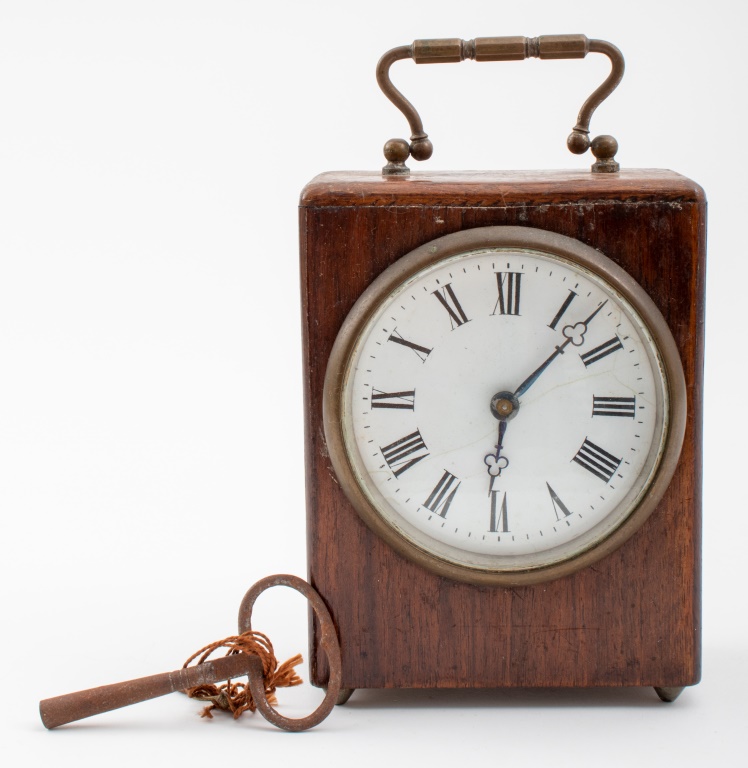 MAHOGANY TRAVEL CLOCK CIRCA 19TH