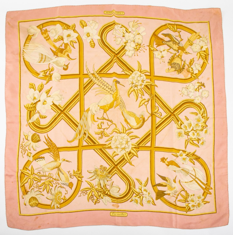 HERMES "CARAIBES" SILK TWILL SCARF