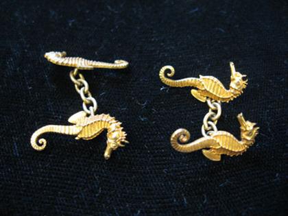 Gold filled sea horse cufflinks