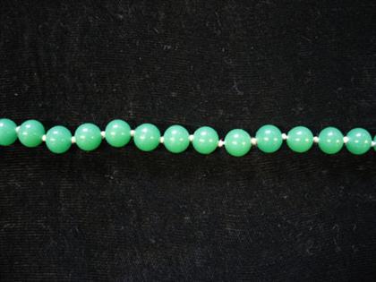Green glass "jade" necklace   