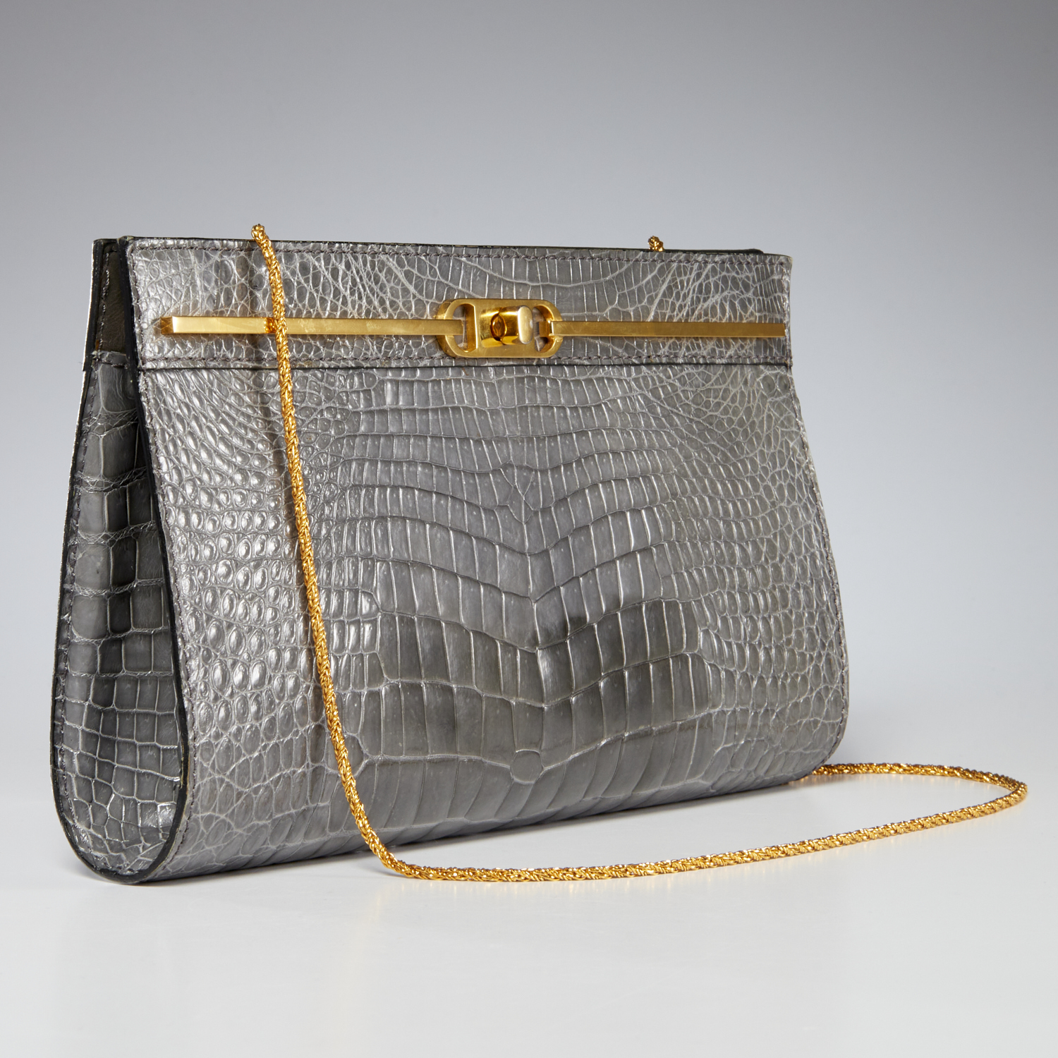 MENES FRIERS GRAY CROCODILE HANDBAG