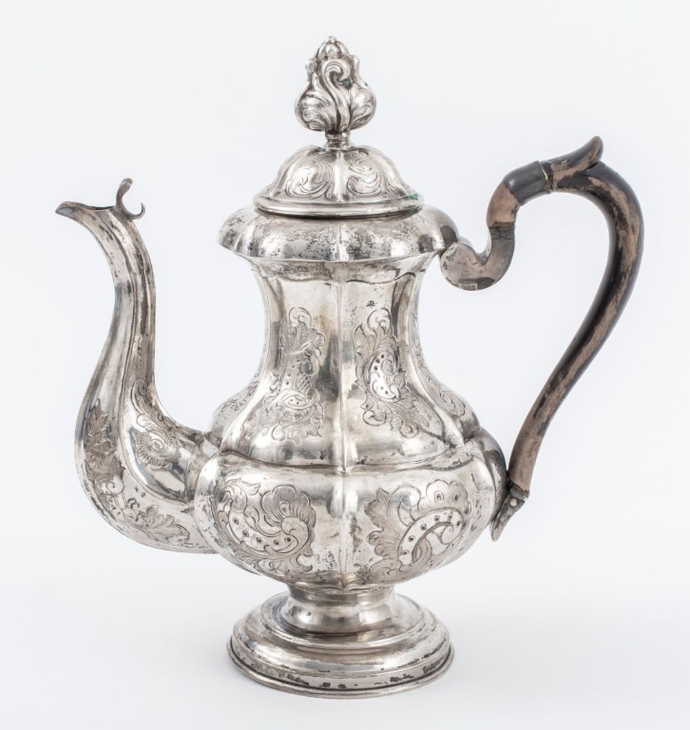 EUROPEAN ROCOCO MANNER SILVER TEAPOT,