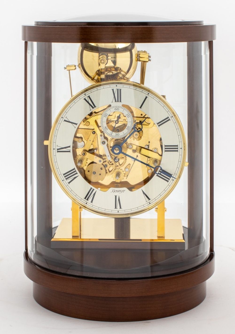 KIENINGER GOLD-TONE BRASS CLOCK IN WOOD