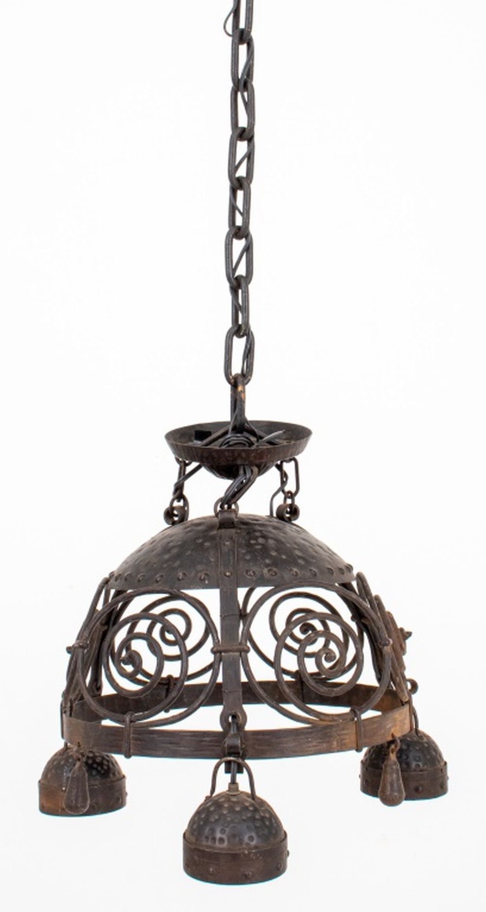 ARTS AND CRAFTS WROUGHT IRON CHANDELIER 2fade3