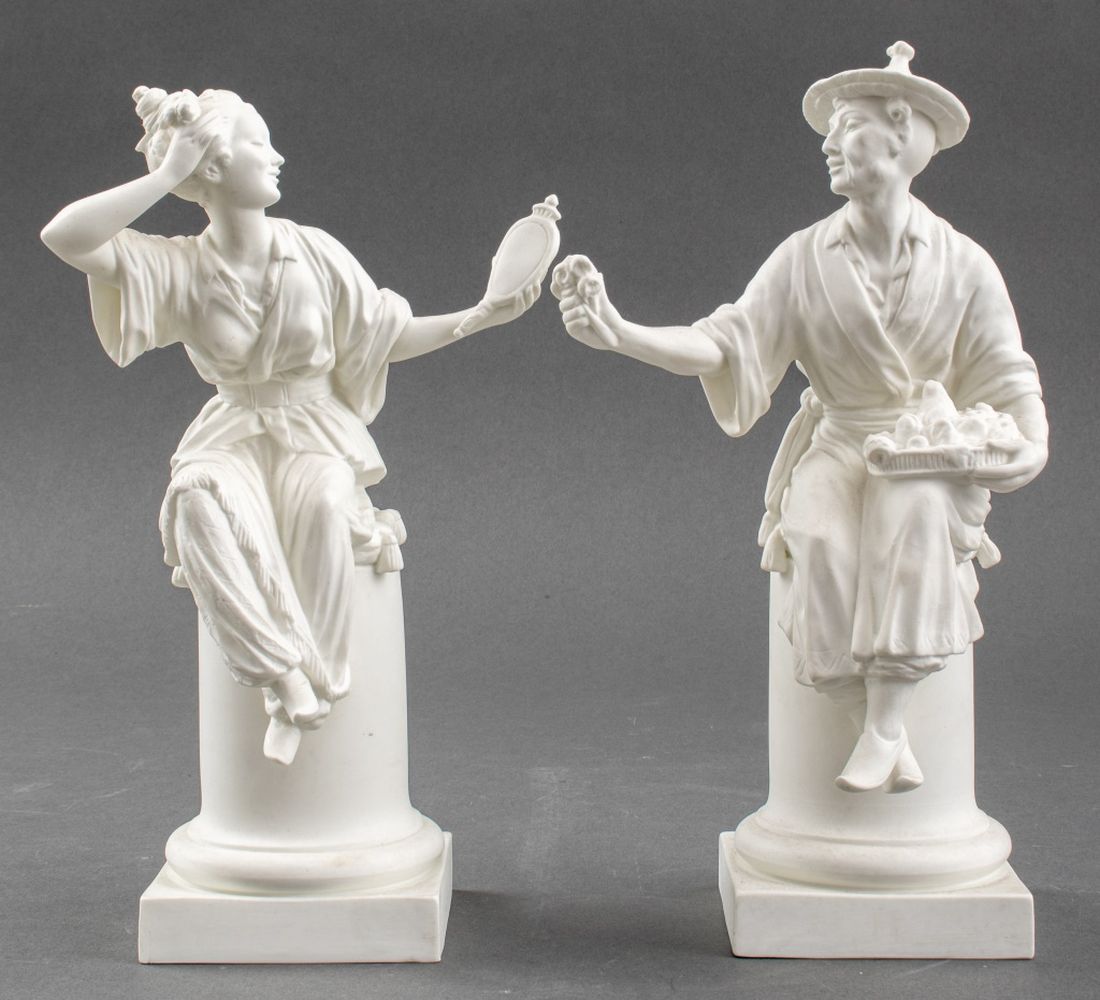 ROYAL WORCESTER CHINOISERIE BISQUE FIGURINES,