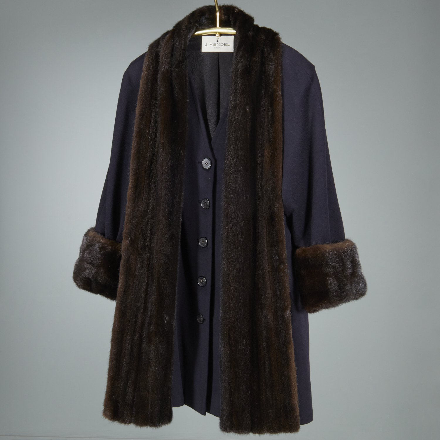 J. MENDEL PARIS MINK TRIMMED CASHMERE