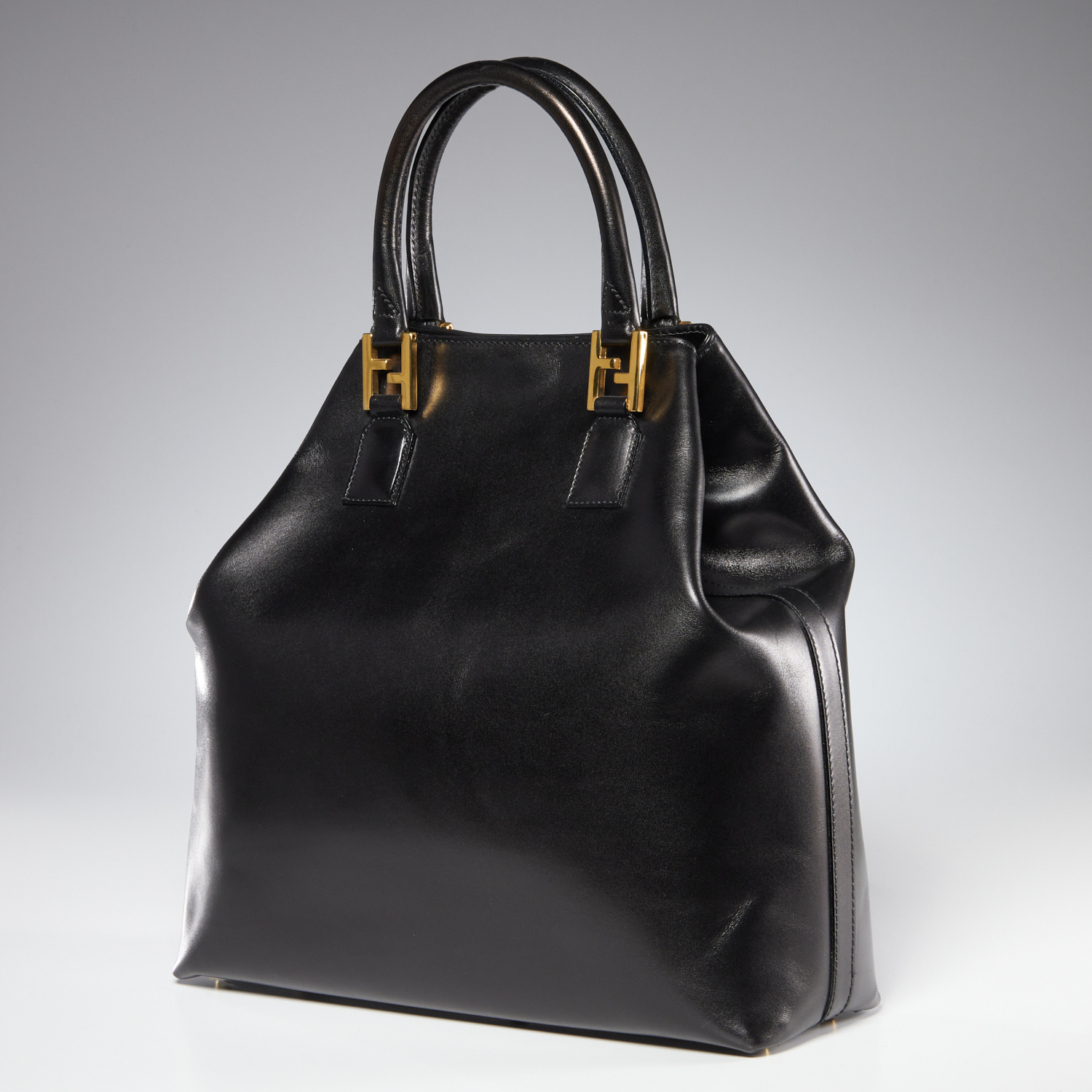 FENDI BLACK LEATHER FF LOGO TRIM 2fae2b