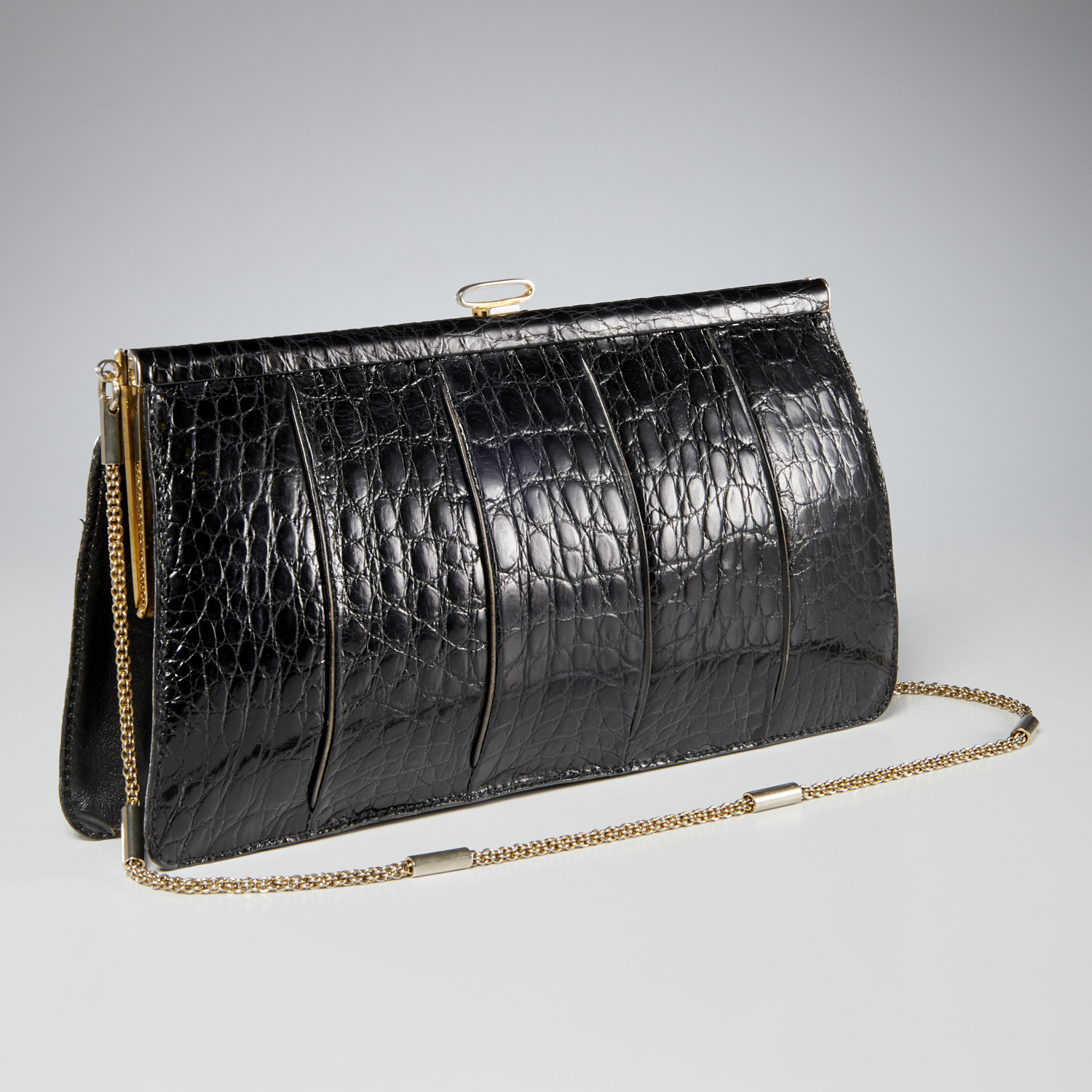 FOR HARRODS BLACK CROCODILE HANDBAG