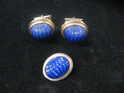 Lapis cufflinks and tie pin  4c4a1