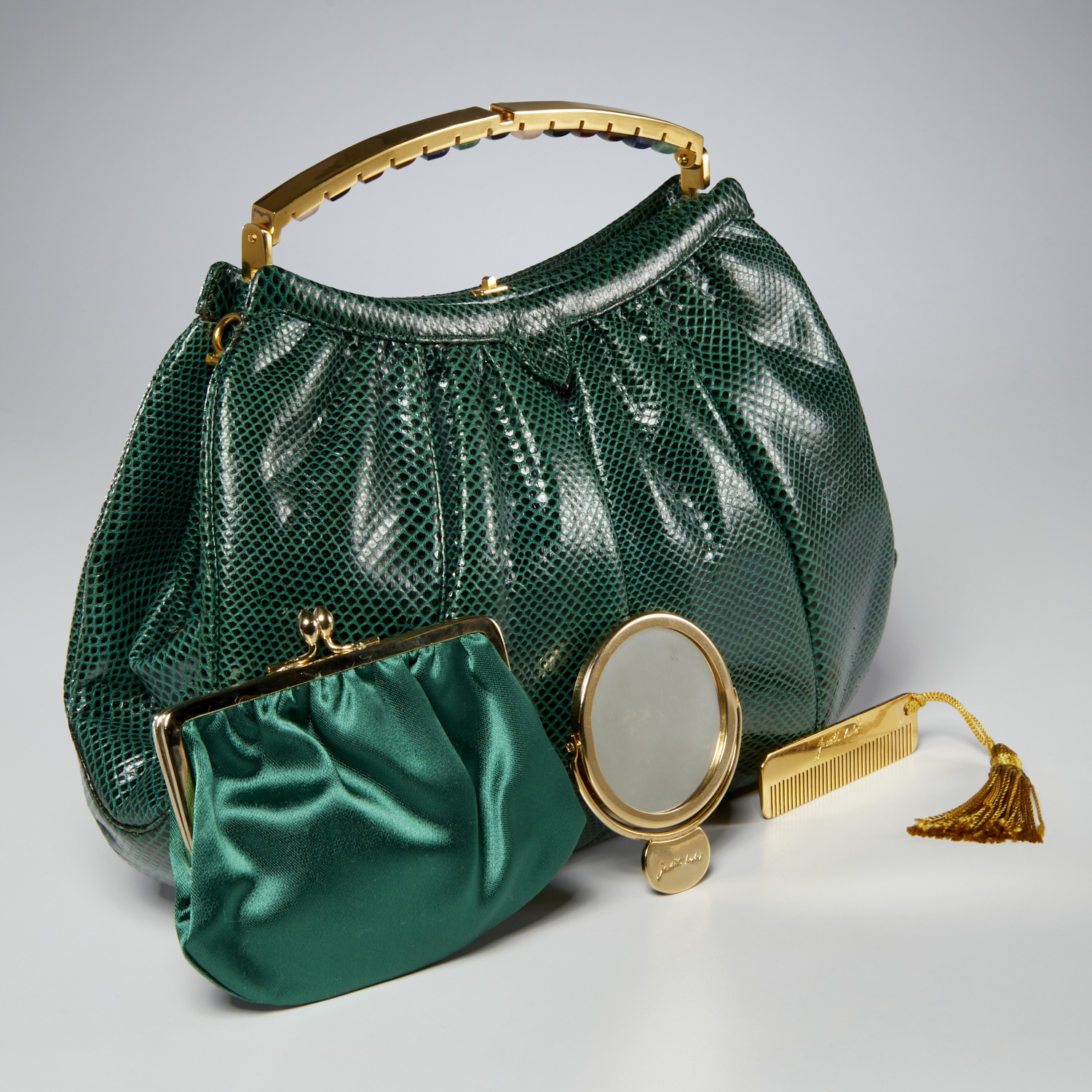 JUDITH LEIBER GREEN KARUNG SNAKESKIN 2fae5b