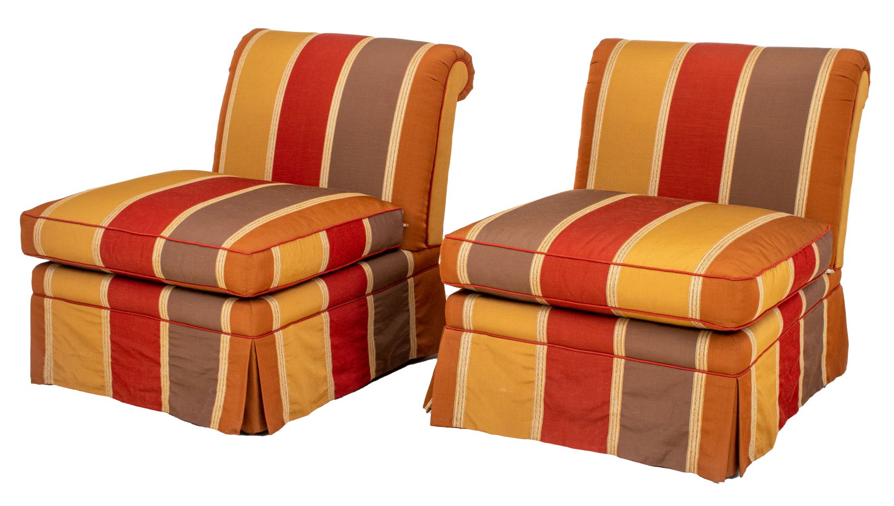 STRIPED UPHOLSTERED SIDE CHAIRS,