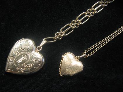 Two 14 karat yellow gold heart 4c4aa