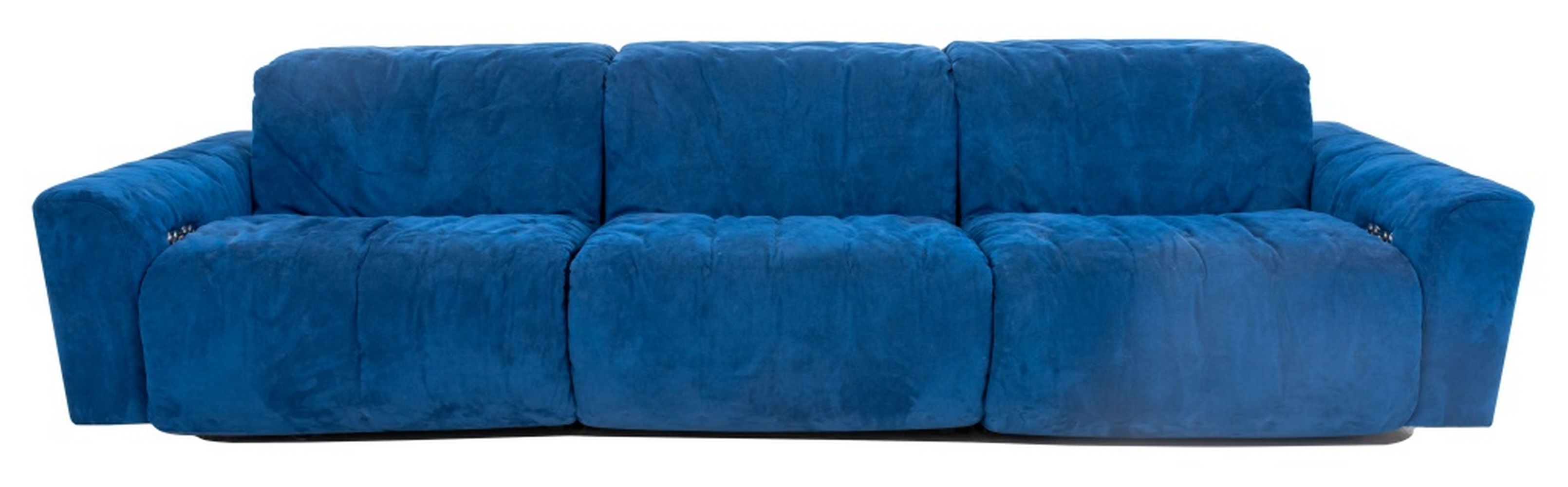 ROCHE BOBOIS BLUE SUEDE RECLINING