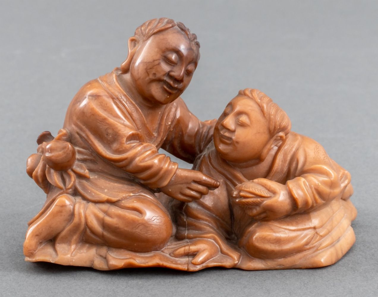 CHINESE BROWN SOAPSTONE CARVED