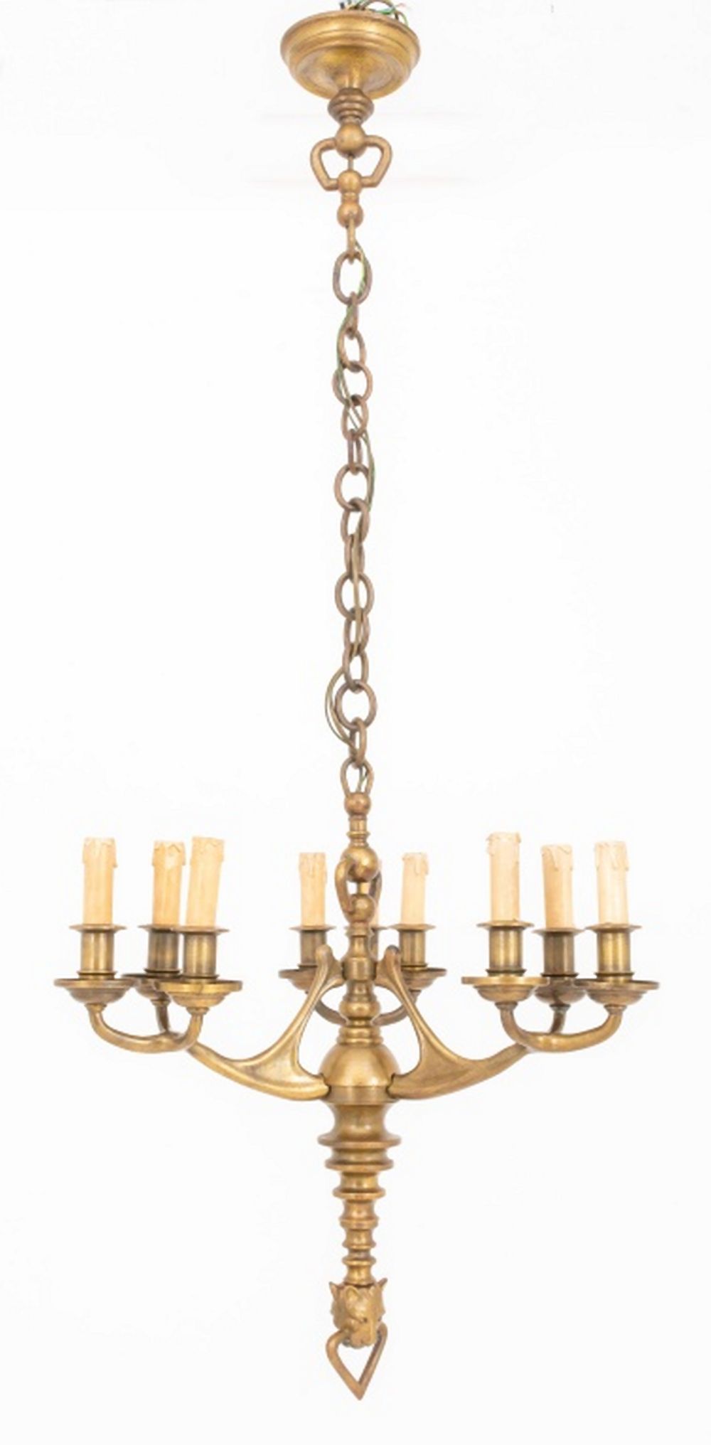 ART NOUVEAU NINE-LIGHT BRONZE CHANDELIER