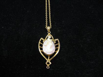 Cameo Art Nouveau pendant on chain