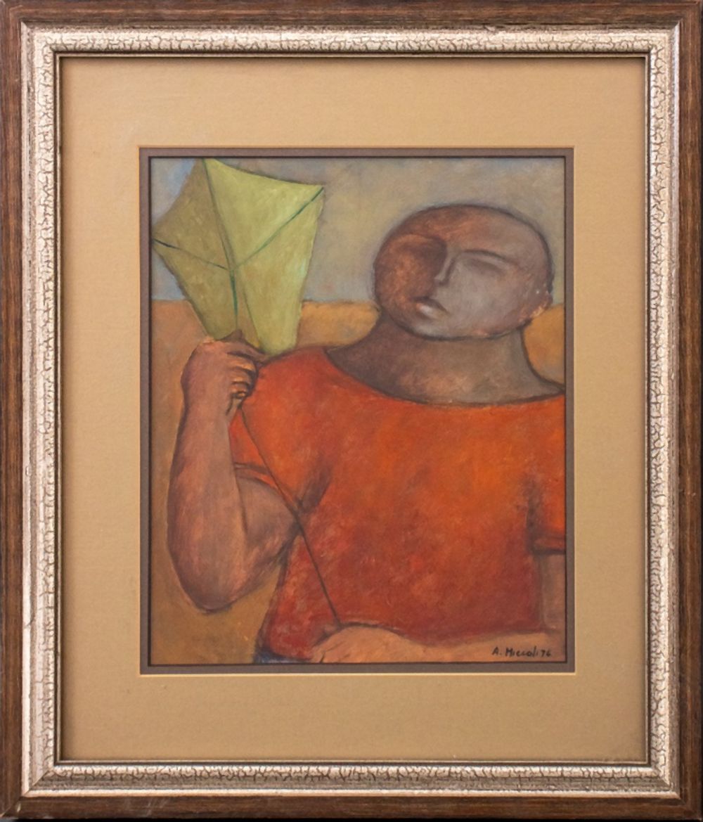 ARNALDO MICCOLI BOY WITH KITE GOUACHE 2fb011