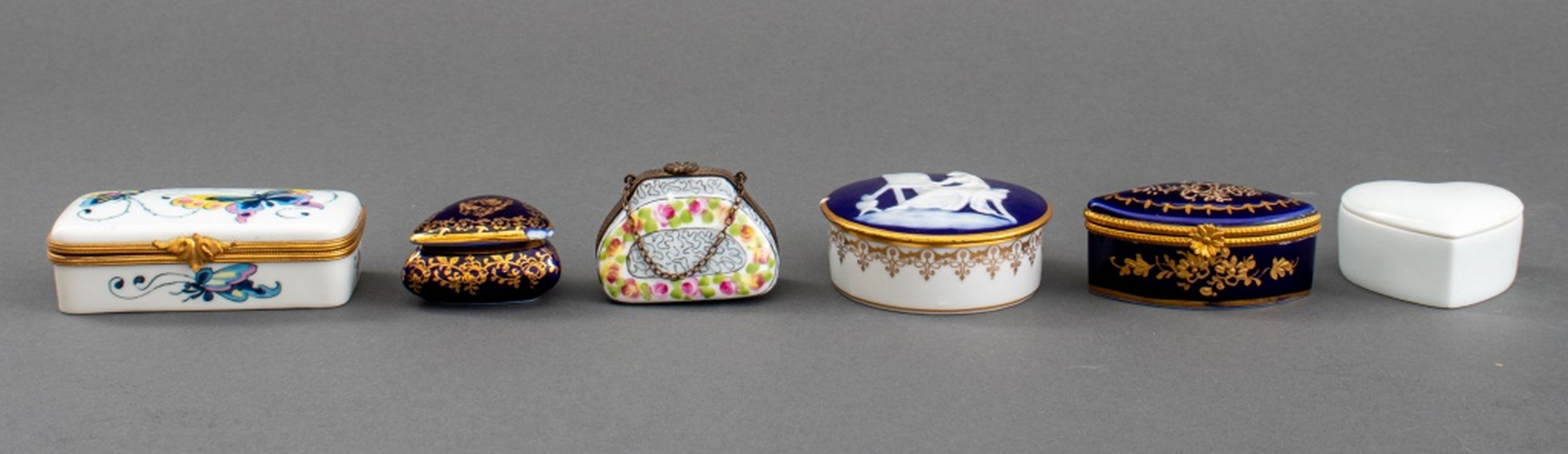 LIMOGES PORCELAIN TRINKET BOX, 6 Group