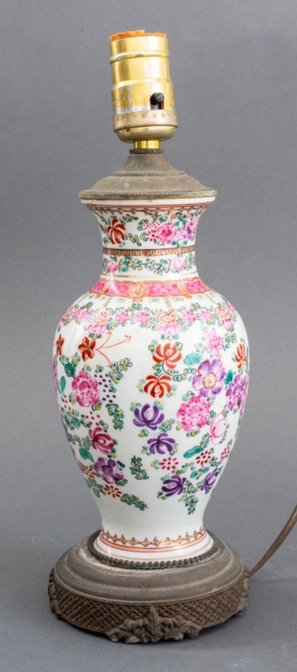 CHINESE FAMILLE ROSE VASE MOUNTED