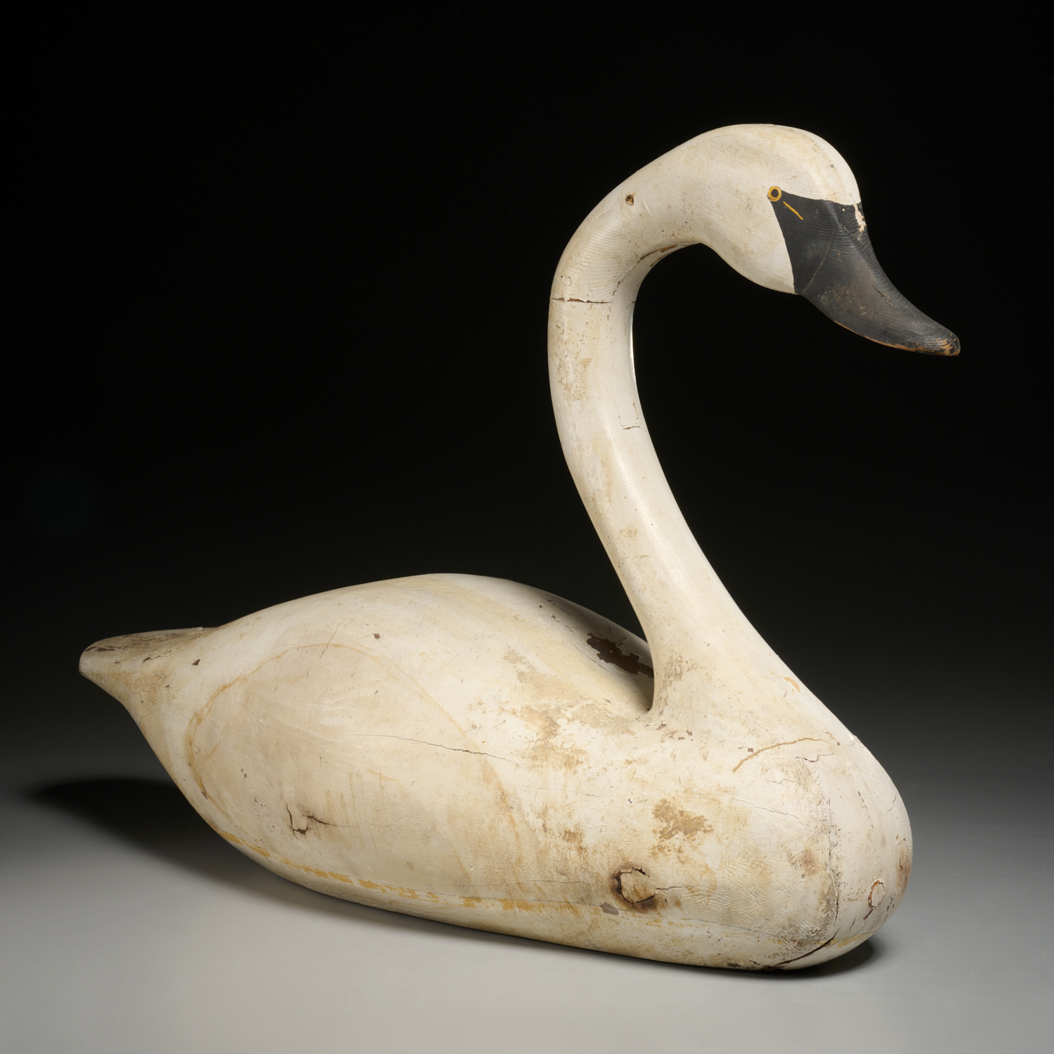 LARGE FOLK ART SWAN DECOY, SIGNED