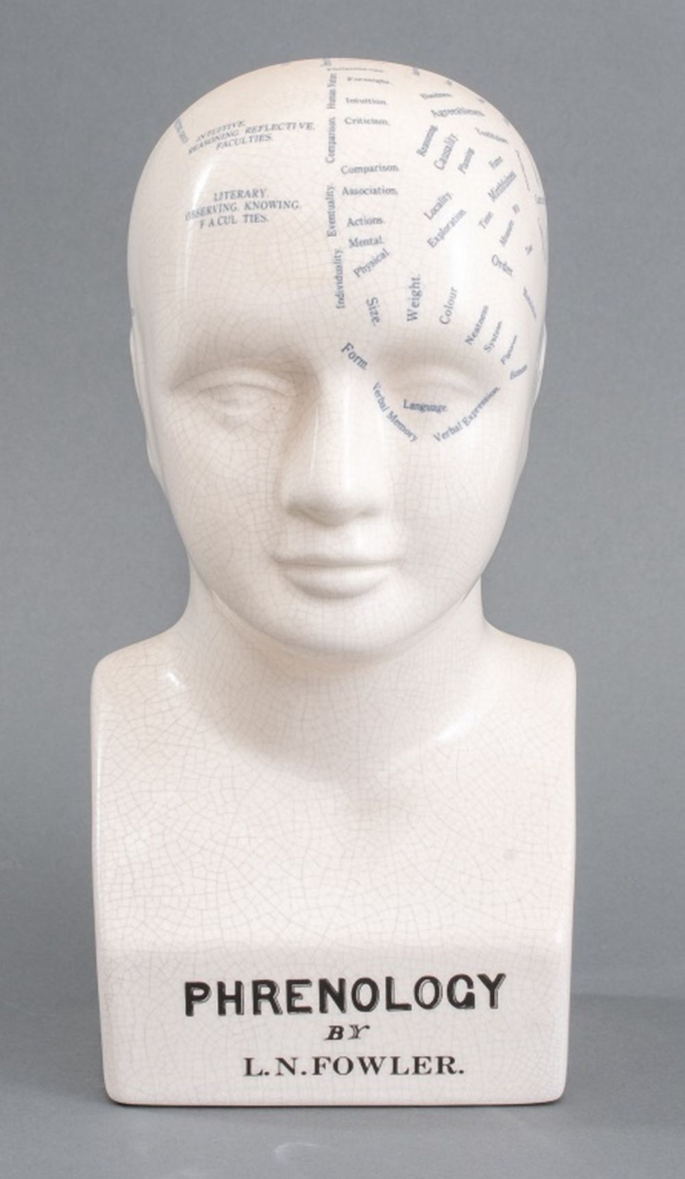 L.N. FOWLER PHRENOLOGY BUST, CERAMIC