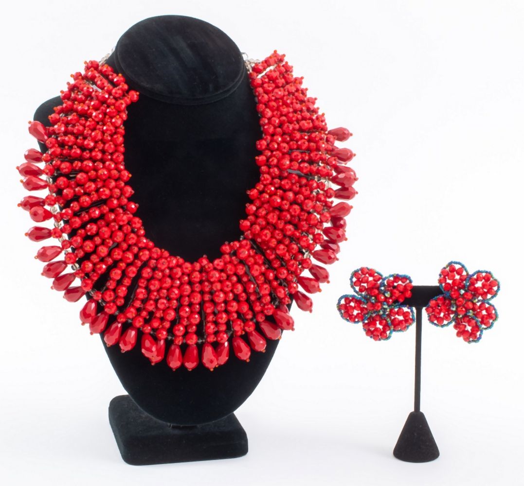 VILAIWAN RED BEAD NECKLACE EARRINGS 2fb171