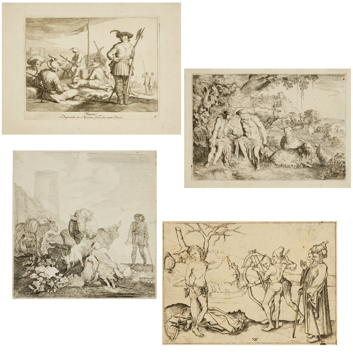 (4) OLD MASTER ENGRAVINGS, 15TH/16TH