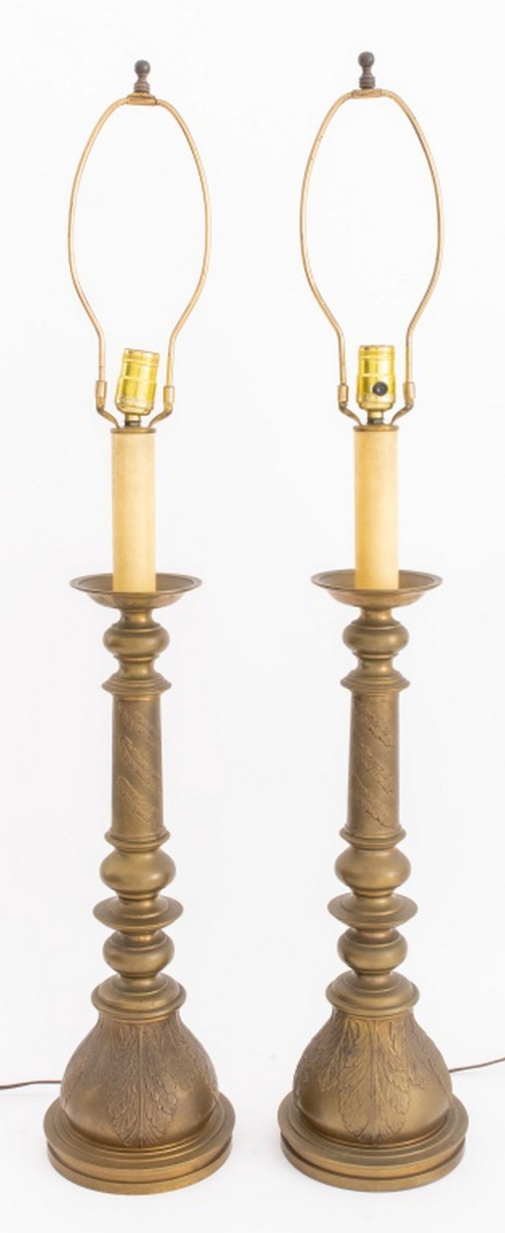 BAROQUE REVIVAL CHASED BRASS CANDELABRA