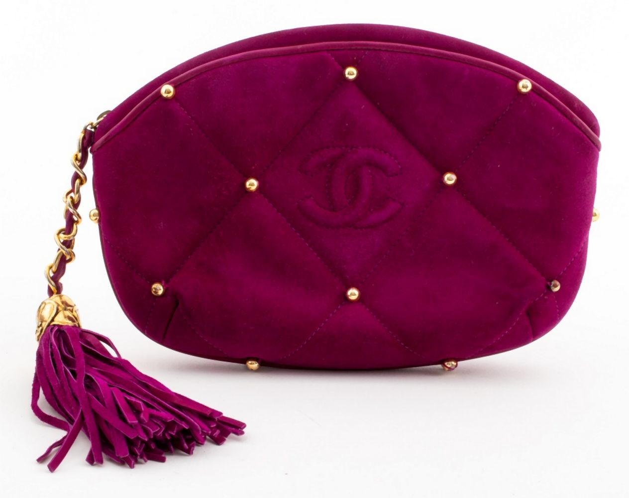 CHANEL QUILTED PURPLE SUEDE CLUTCH 2fb2a6