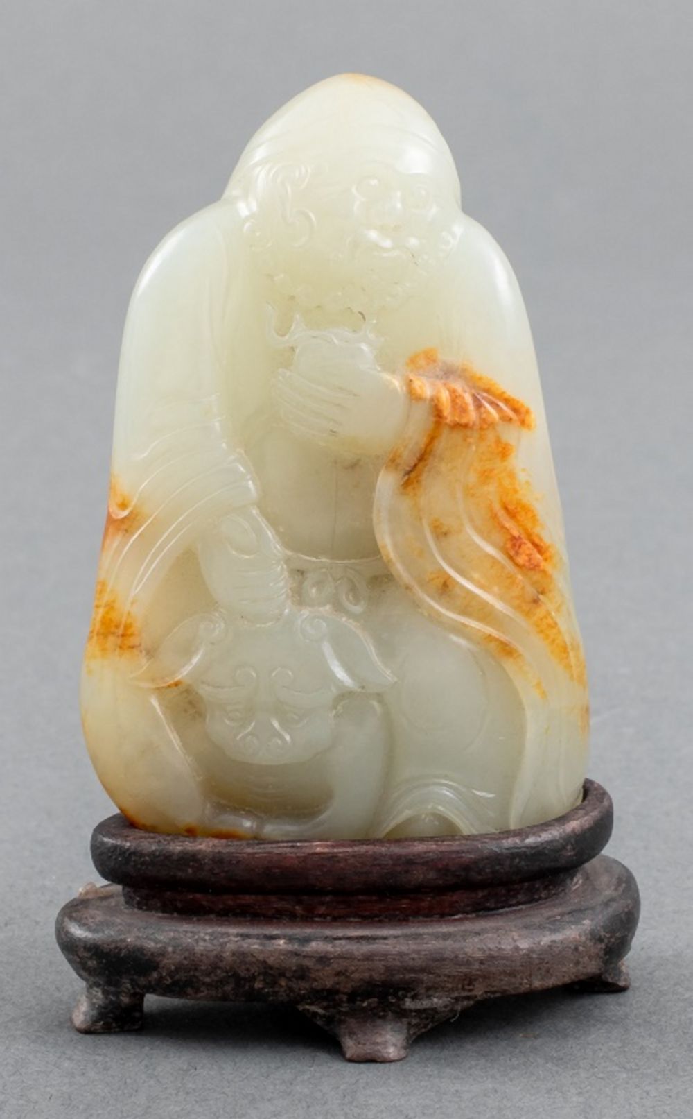 CHINESE JADE CARVING OF MAN & MYTHICAL