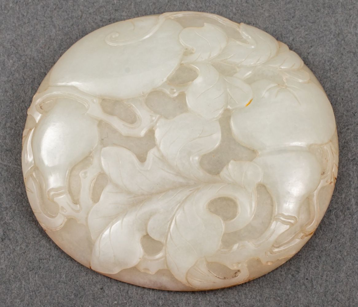 CHINESE WHITE JADE PLAQUE WITH